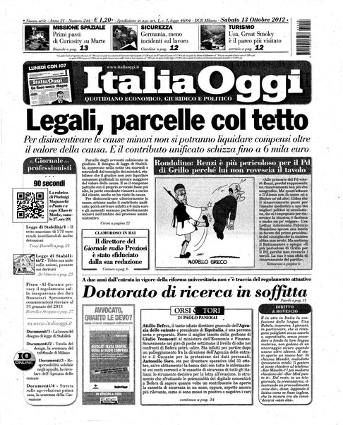 Italia oggi : quotidiano di economia finanza e politica